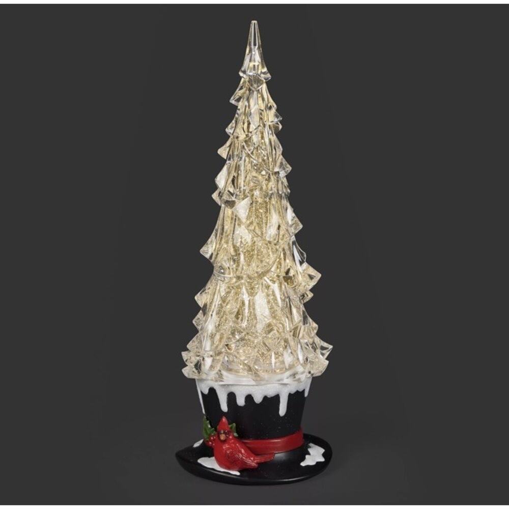 Roman Inc., Confetti Lites Collection, 13” Acrylic Top Hat Tree With Cardinal